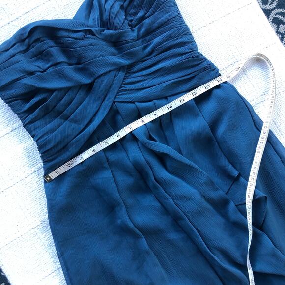 David’s Bridal Strapless Chiffon Mini Dress 2 Navy Blue F14847 Prom Wedding - Picture 8 of 8